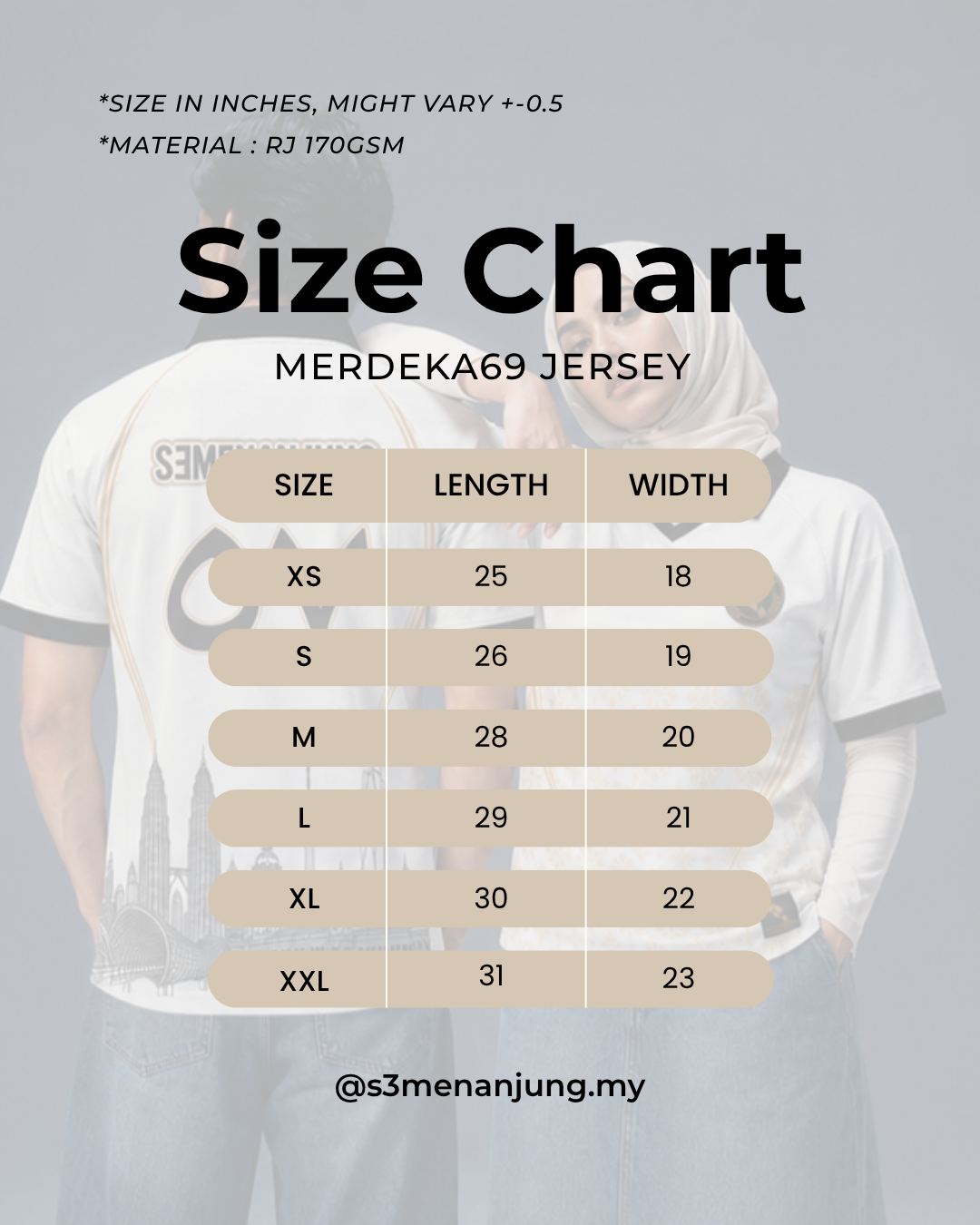 Jersey Size Chart